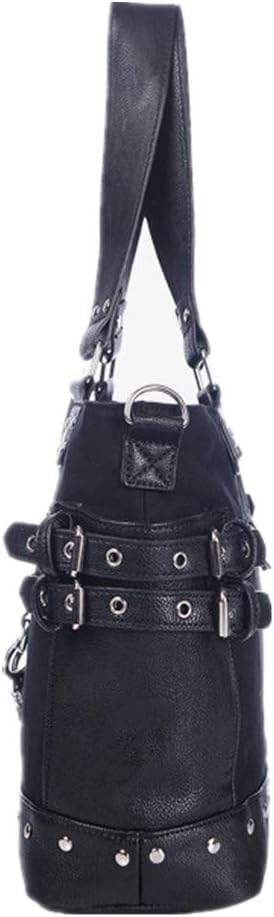 KEEPOP Damenmode Niet Handtasche Geldbörse Canvas Punk Tote mit Schultergurt Umhängetasche Grosse Ka