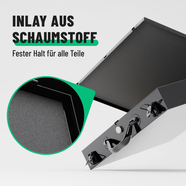 greate Sortimentskasten Metall mit 23 herausnehmbaren Behältern - Kleinteilekoffer leer - Sortiments