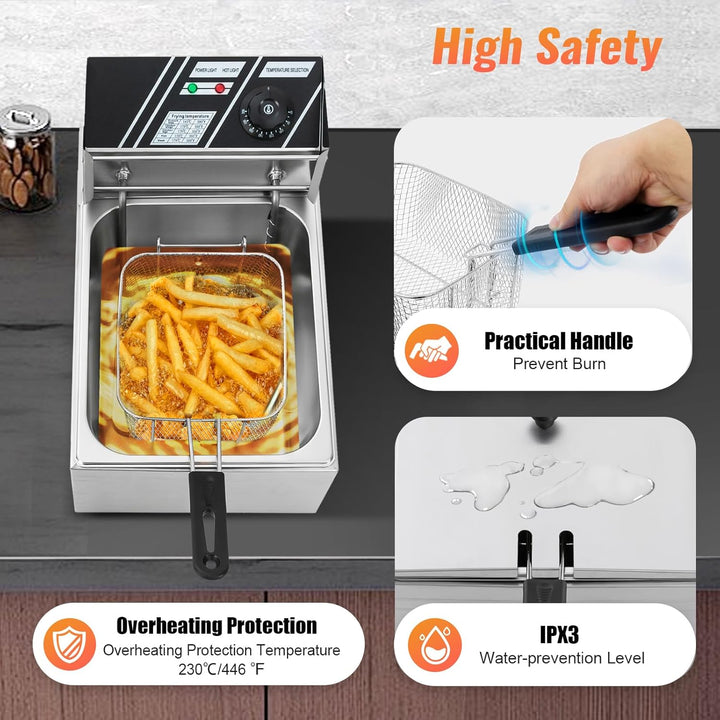 Elektrisch Öl-Friteuse Küche Fritteuse Edelstahl Hähnchen Fritöse für Haushalte Bekleidungsgeschäfte