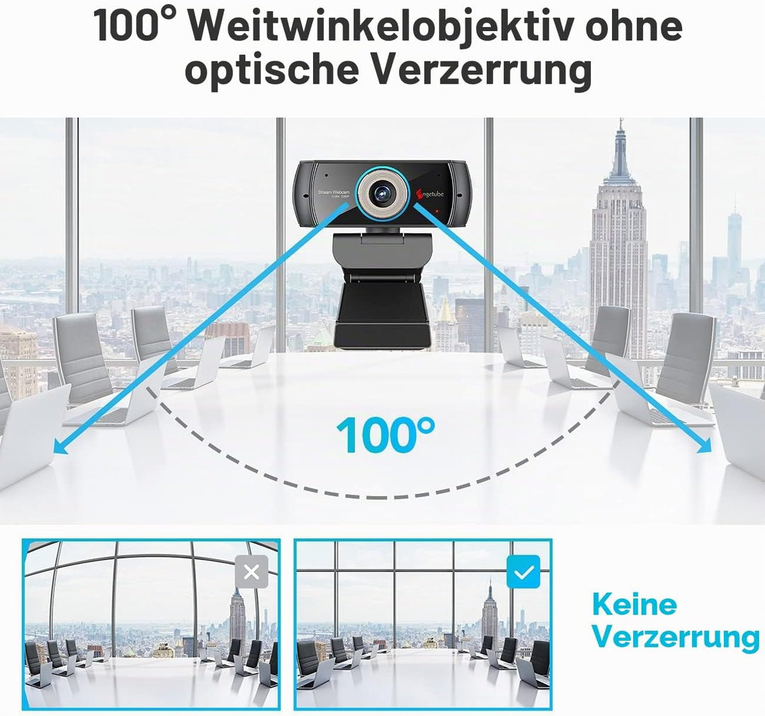 Angetube HD Gaming Webcam 1080P mit Mikrofon,USB PC Streaming Webcam mit Breitbild-Videoanrufen und