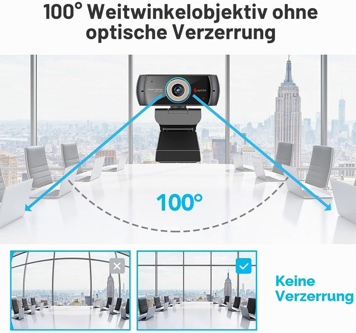 Angetube HD Gaming Webcam 1080P mit Mikrofon,USB PC Streaming Webcam mit Breitbild-Videoanrufen und