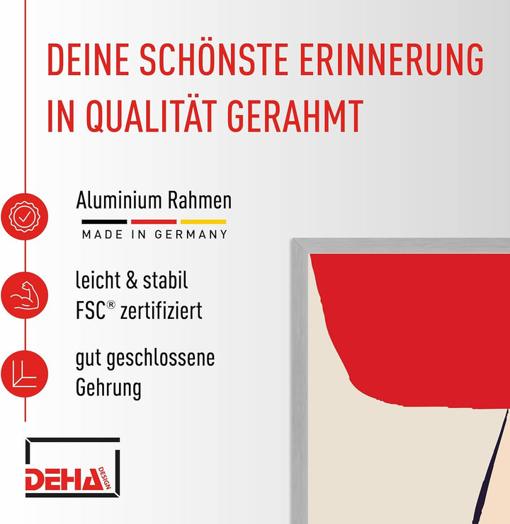 DEHA Design Bilderrahmen Tribeca, 50x70 cm, Aluminium Grau Matt, bruchsicheres Acrylglas, für Poster