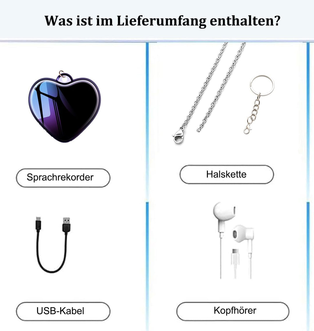 Mini Diktiergerät mit Kopfhörer, Aufnahmegerät mit Voice Activated, Sprachrekorder Mini Voice Record