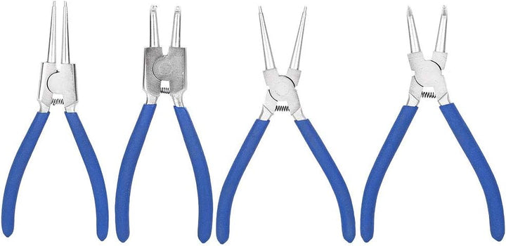 Ein Set mit 4 Sicherungsringzangen, davon 2 gerade Zangen und 2 Biegezangen, Sicherungsringzangen in