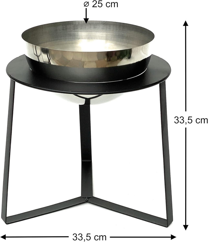 DanDiBo Blumenhocker Metall mit Topf Schwarz Silber 34 cm Blumenständer 96091 L Blumensäule Modern P