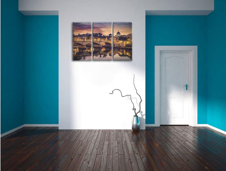 Pixxprint Rom Kathedrale St. Peter als Leinwandbild/Grösse: 3 Teilig (120x80 cm) cm/Wandbild/Kunstdr