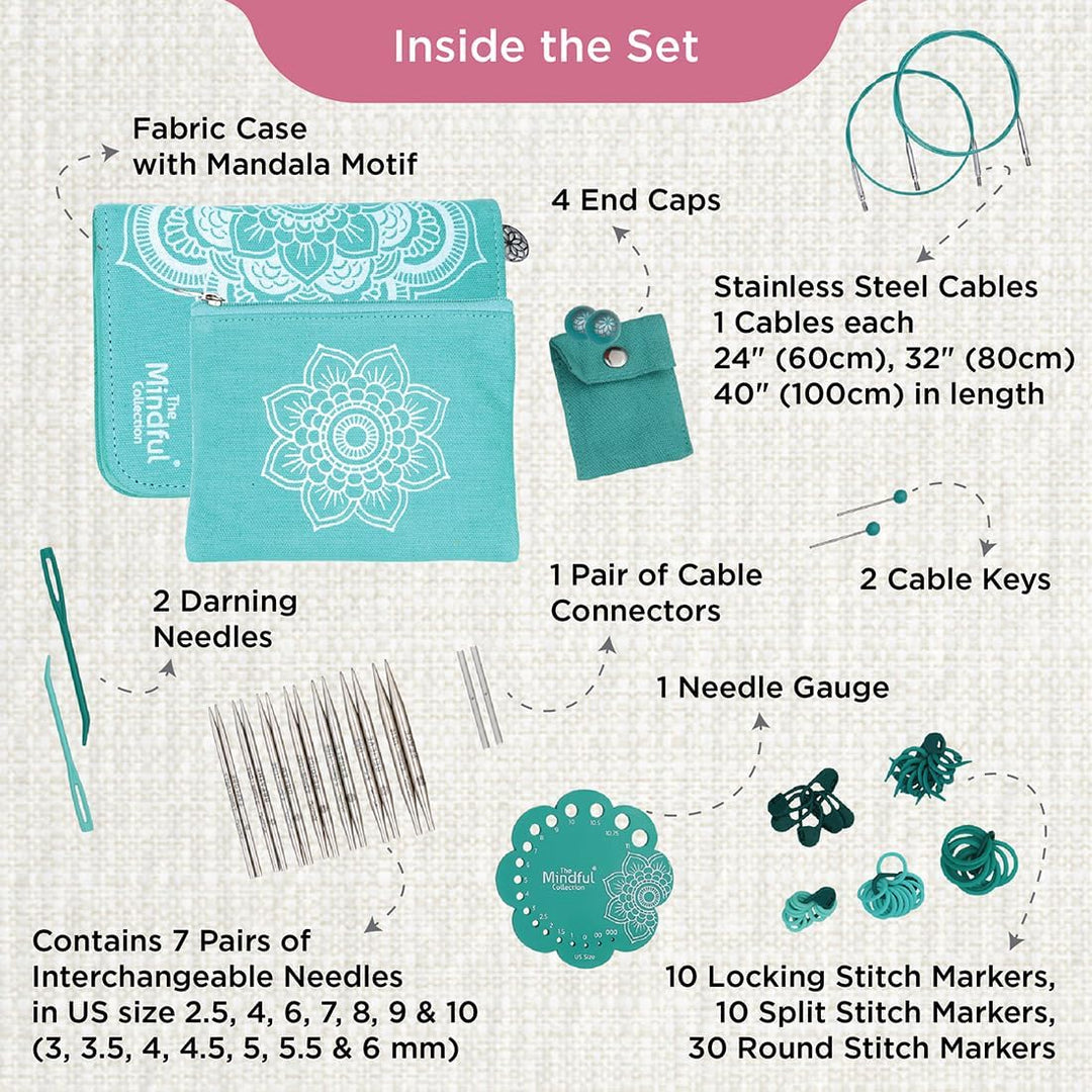KNITPRO – KnitPro Believe Set mit austauschbaren Nadeln (3–6,00 mm) – 1 Set, K36302, 21x13x4cm Blau