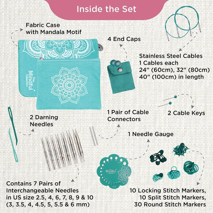 KNITPRO – KnitPro Believe Set mit austauschbaren Nadeln (3–6,00 mm) – 1 Set, K36302, 21x13x4cm Blau