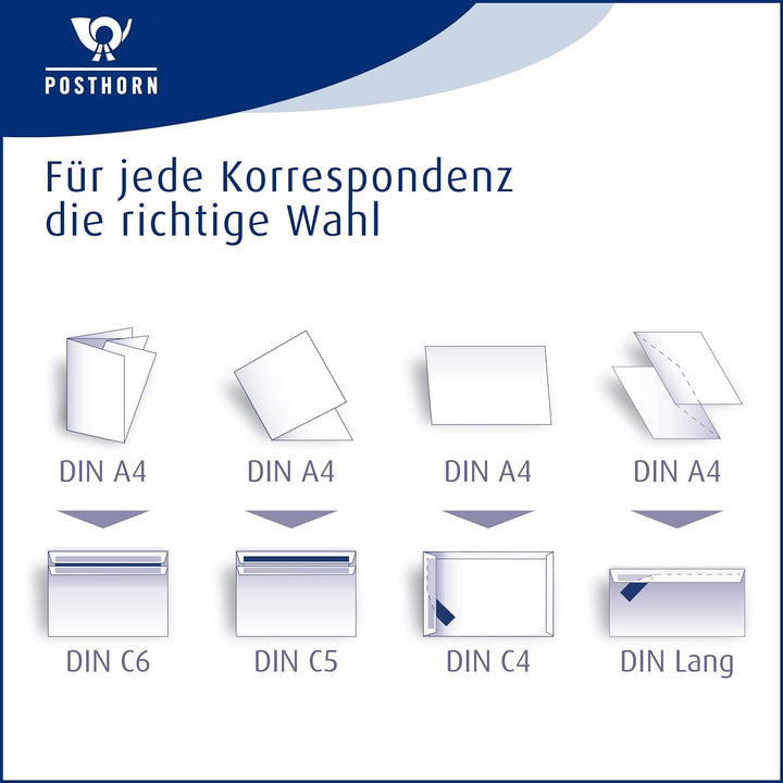 POSTHORNvelox Briefumschlag C6/5 (1000 Stück), nassklebende Fenster-Briefumschläge mit innenliegende