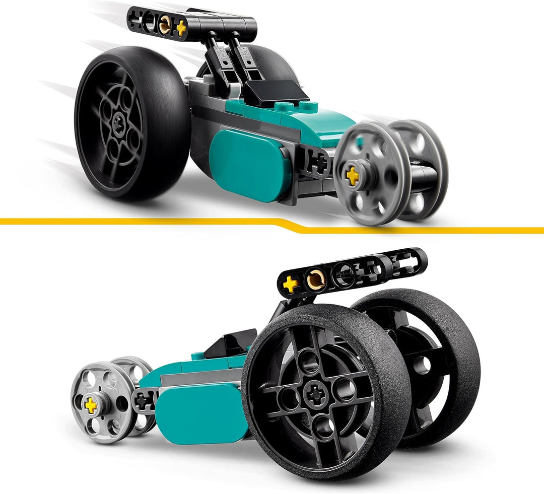 LEGO Creator 3in1 Oldtimer Motorrad Set, klassisches Motorrad-Spielzeug vom Strassenmotorrad zum Dra
