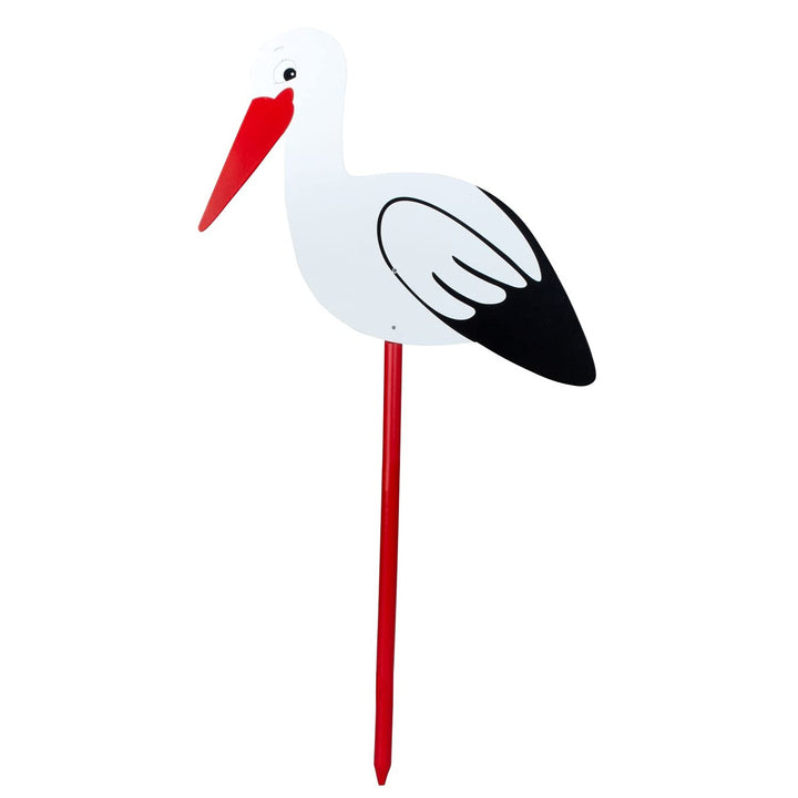 Geschenkestadl Storch mit Stab 100cm Holz Klapperstorch wetterfest Geburtsgeschenk Baby
