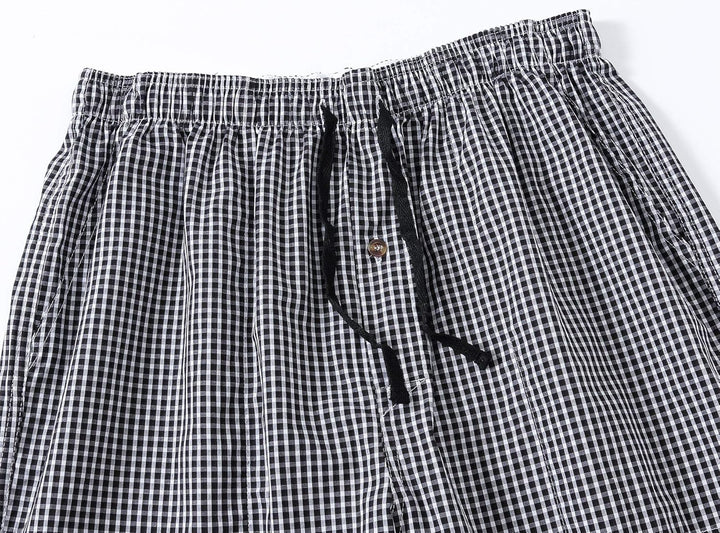 Herren 3er Pack Schlafanzughose Kurz Baumwolle Kariert Pyjamahose Shorty Sommer Nachtwäsche Schlafsh