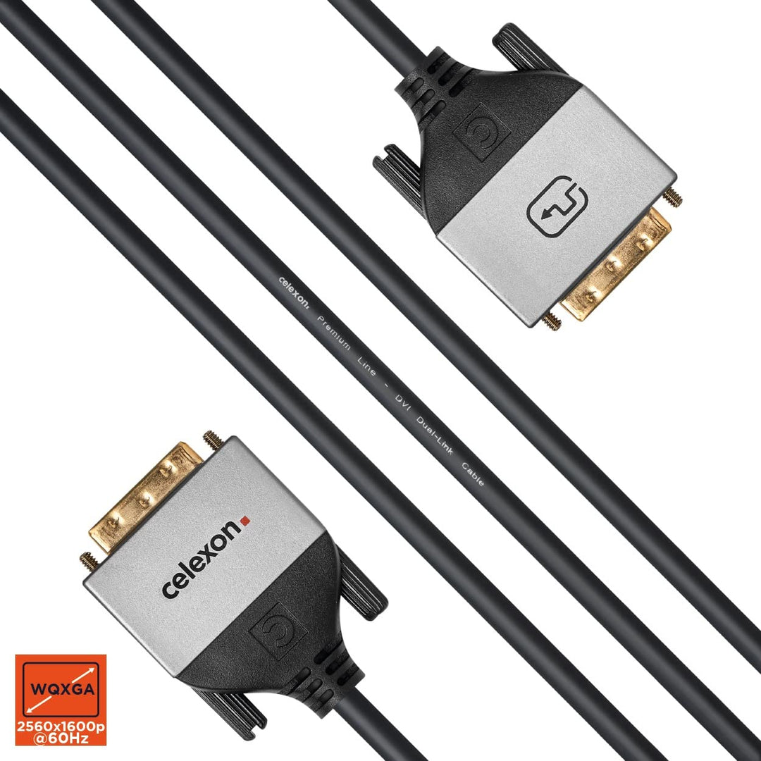 celexon DVI Dual Link Kabel 1,0m - 2x DVI-D (24+1) Stecker - Plug & Play - Professional Line 1m DVI,