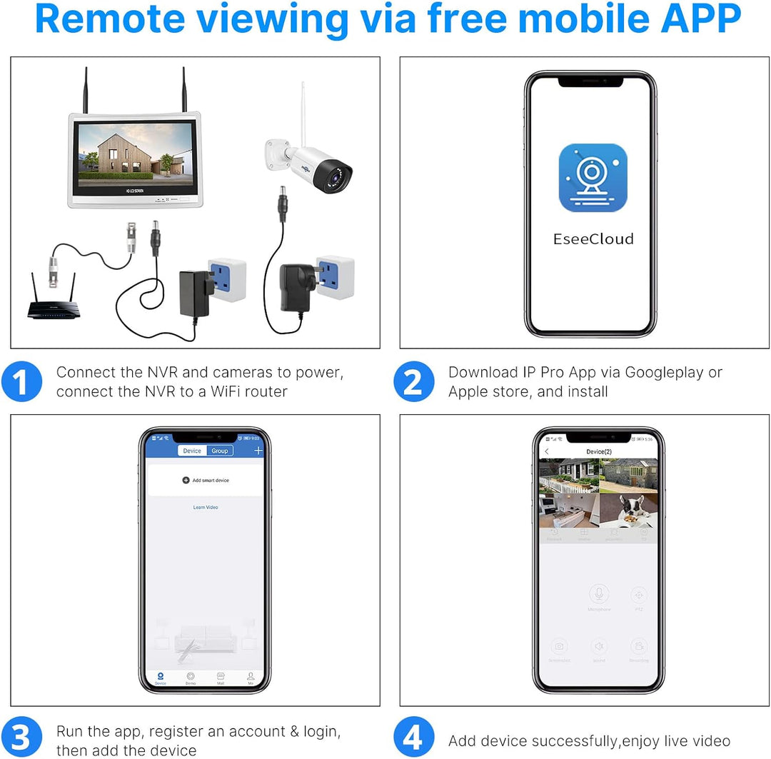 【5MP+3TB Festplatte】 Hiseeu Überwachungskamera Set Aussen WLAN mit 12&