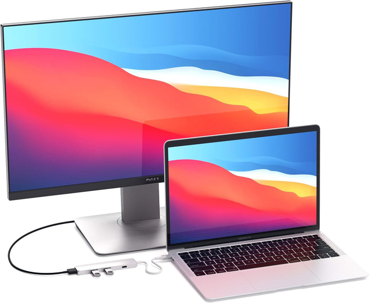 SATECHI Slim Type-C Multi-Port Adapter mit USB-C Pass-Through, 4K HDMI, USB 3.0 - Für M2/ M1 MacBook