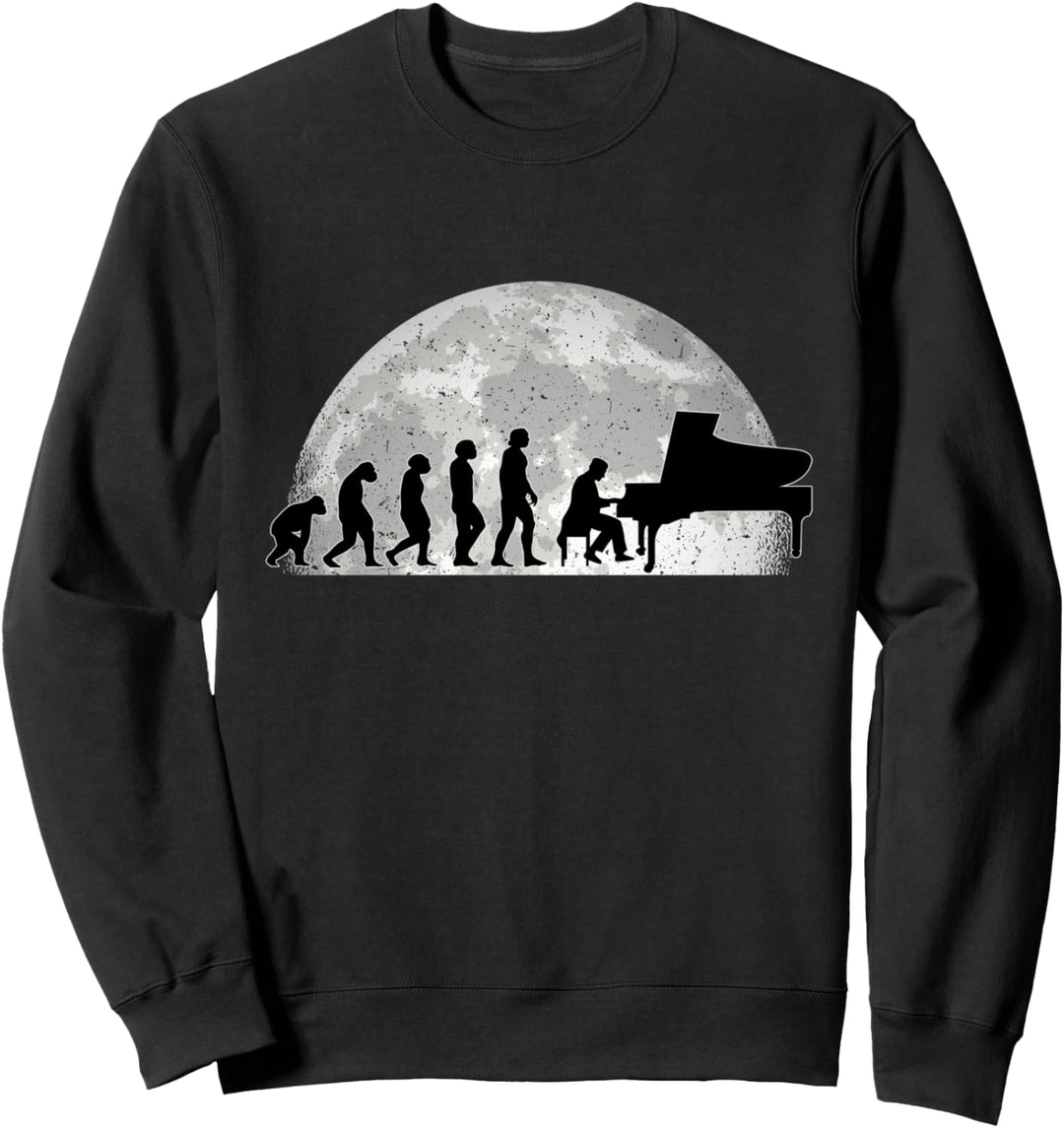 Pianist Evolution Mond Klavier Piano Keyboard Klavierspieler Sweatshirt