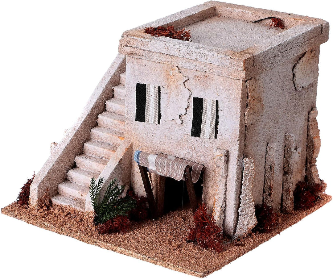 Holyart Miniatur-Verkaufsstände, Häuser und -Brunnen für Krippen: Arabisches Haus mit Treppe für Kri