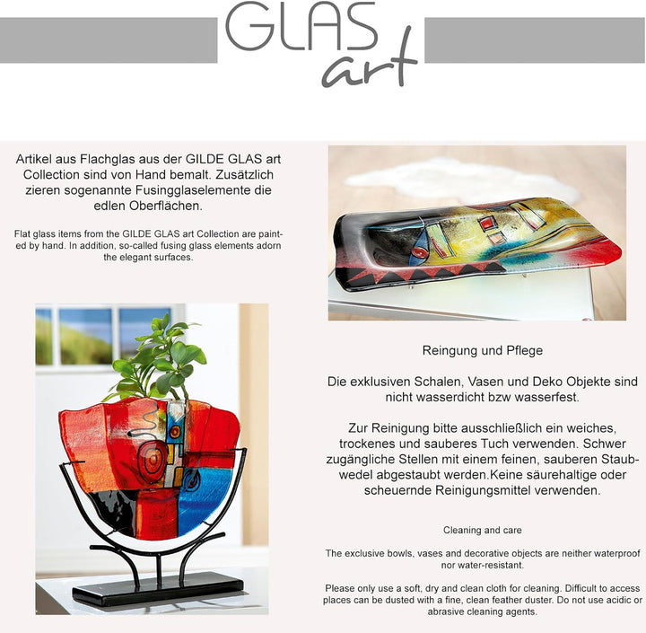 GILDE GLAS art Schale - Geschenke für Frauen - Deko Wohnzimmer 50 x 32 cm