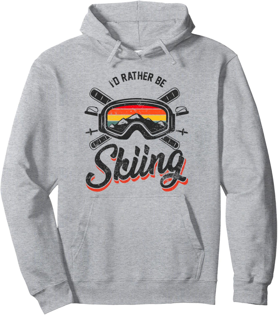 Retro-Vintage-Ski Ich würde lieber Ski fahren Pullover Hoodie