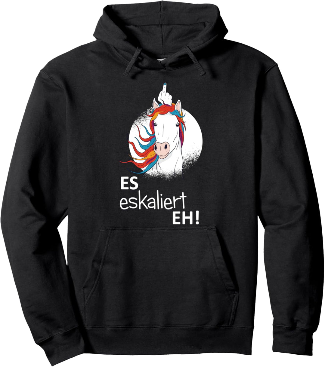 Es Eskaliert Eh Einhorn Disko Festival Party Lustig Pullover Hoodie