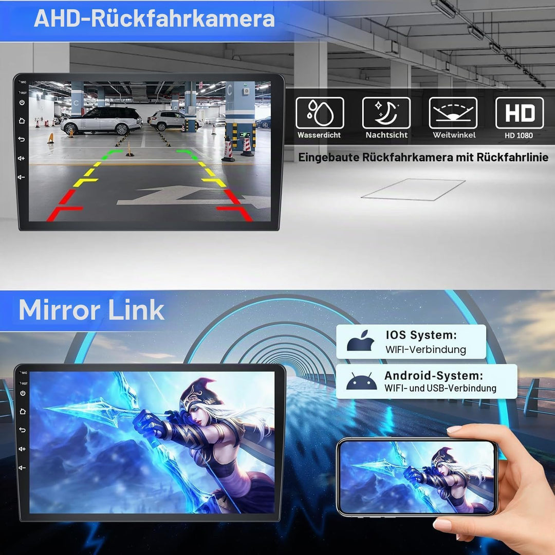 CAMECHO Android Radio für VW Golf 5 Golf 6 Polo Skoda Seat, 7 Zoll Bildschirm Autoradio 2 DIN mit Na
