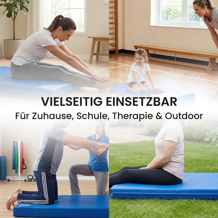Jeflex – Klappbare Weichbodenmatte & Turnmatte 1 Mal klappbar - 200 x 70 x 8 cm - MADE IN GERMANY/Gy