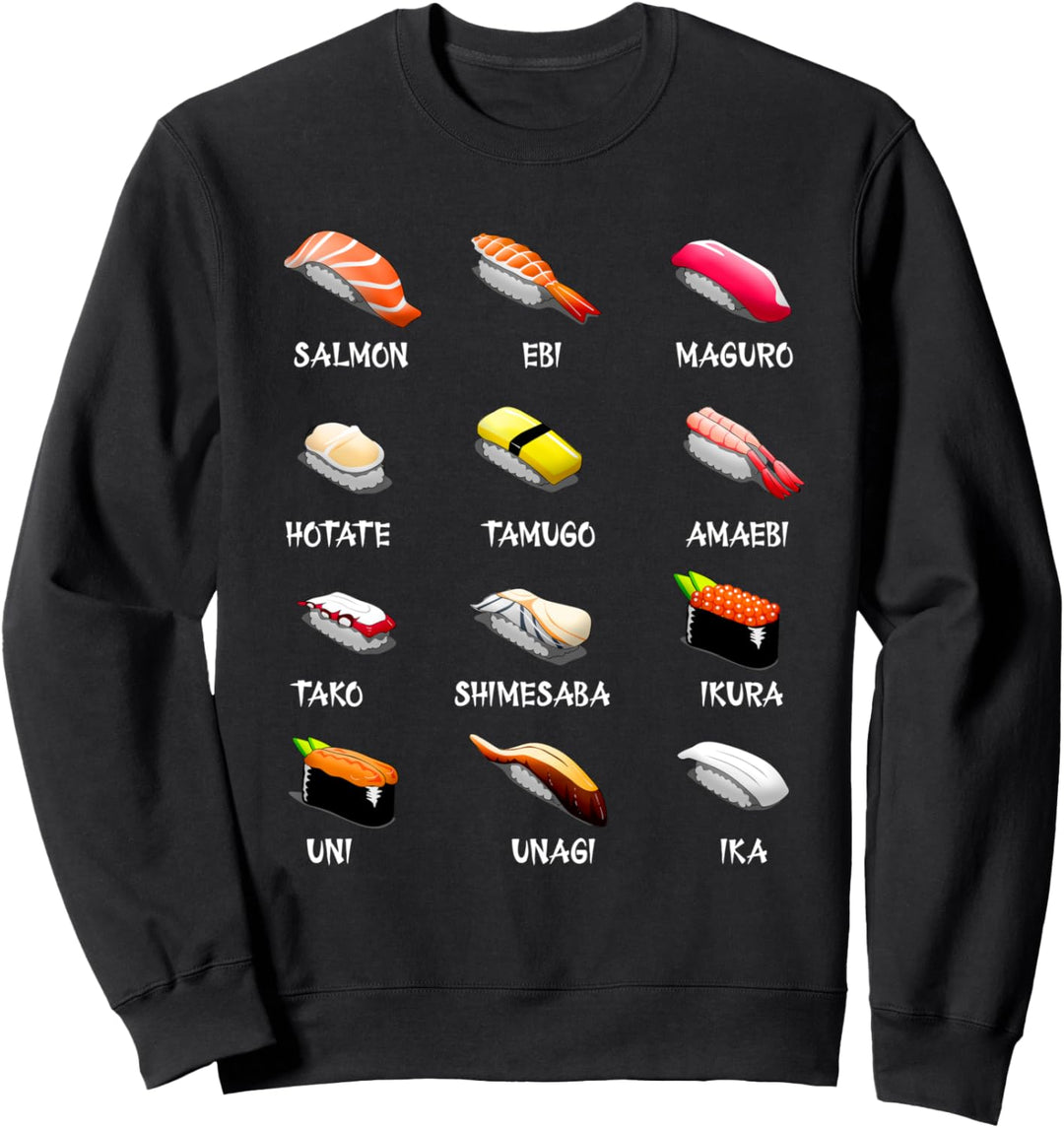Sushi Variationen Japanesische Küche Kawaii Geschenk Sweatshirt