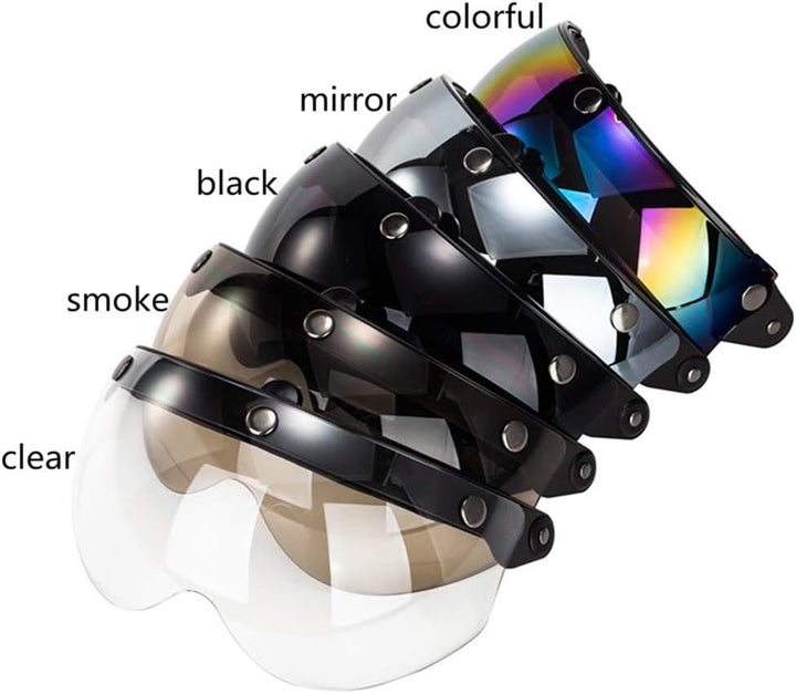 Breale Universal Motorrad Windproof Helm Visier Front Flip Up 3 Snap Sun Shield Halbgesicht Ersatz H