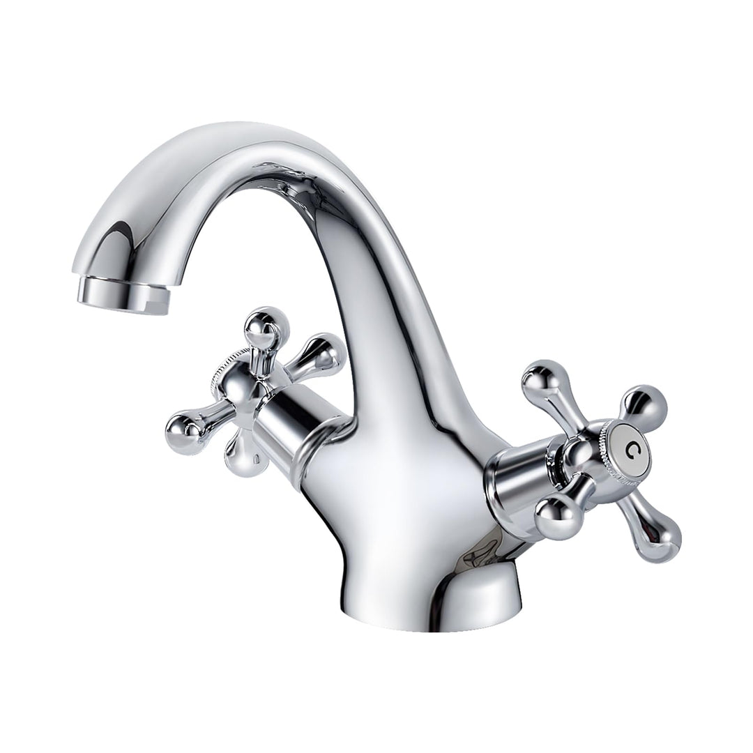 Wasserhahn Bad Mischbatterie, Bad Armaturen Chrom Waschtischarmatur aus Messing, Waschbeckenarmatur