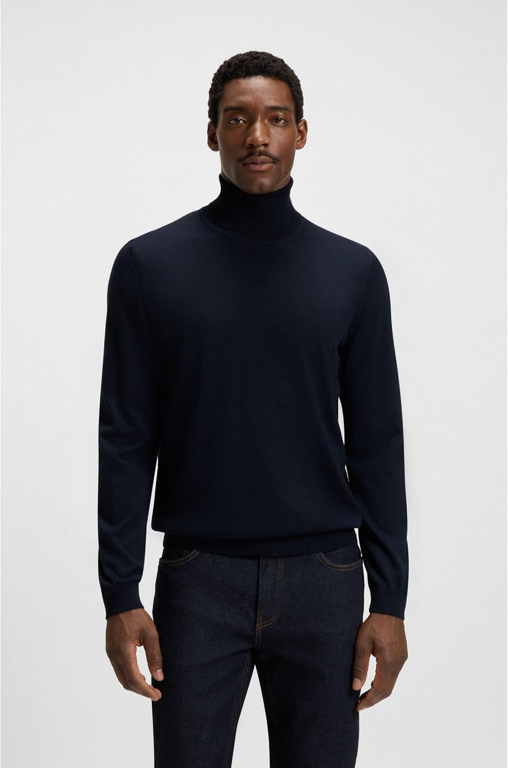 BOSS Herren Musso-P Slim-Fit Rollkragenpullover aus extrafeiner Merinowolle S Dunkelblau404, S Dunke