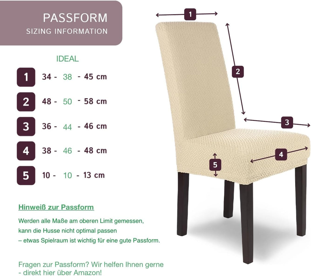 SCHEFFLER-Home Stuhlhussen Stretch Luna/Stuhlhussen Creme 2er Set/elastische Flanell Stuhlabdeckunge