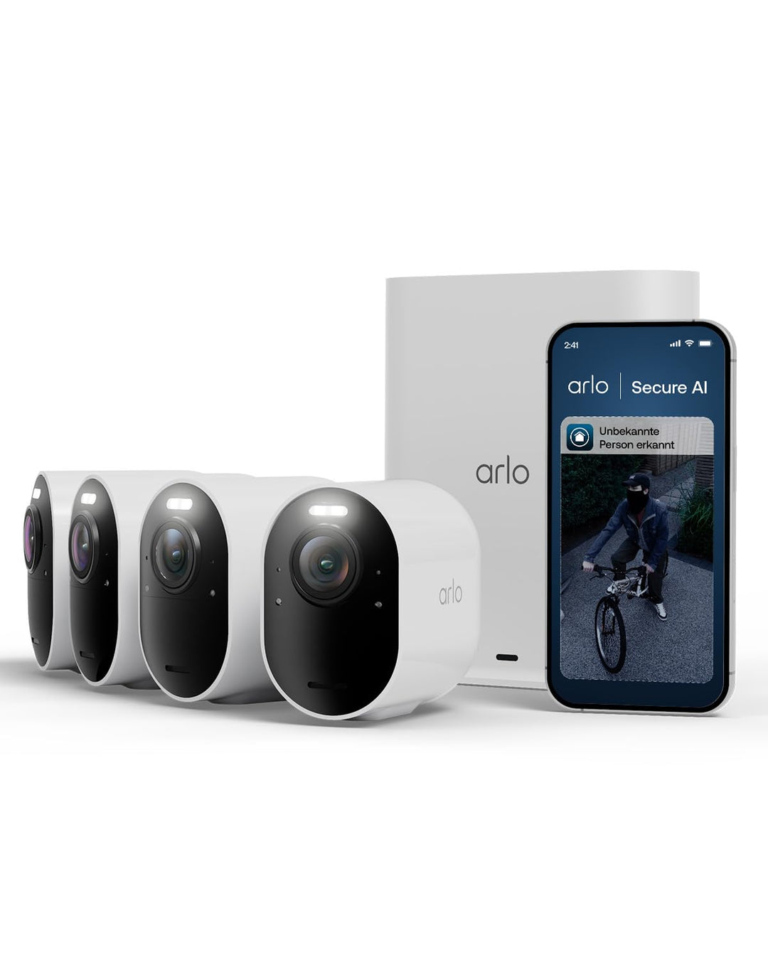 Arlo Ultra 3 Überwachungskamera Aussen WLAN, Kabellos, 4K UHD, KI-Erkennung, Auto-Tracking, Farb-Nac