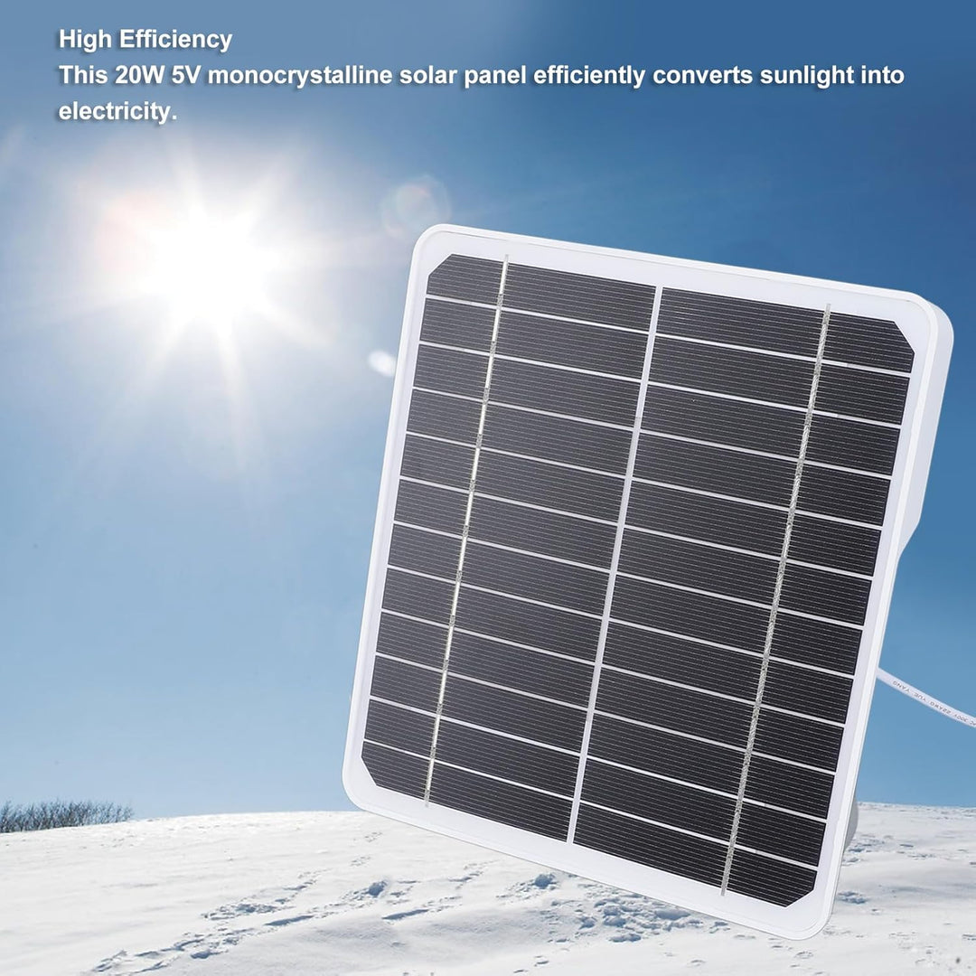 Solarpanel für Überwachungskamera, USB-Solarpanel, 20 W, 5 V, hocheffiziente Kamera, monokristalline