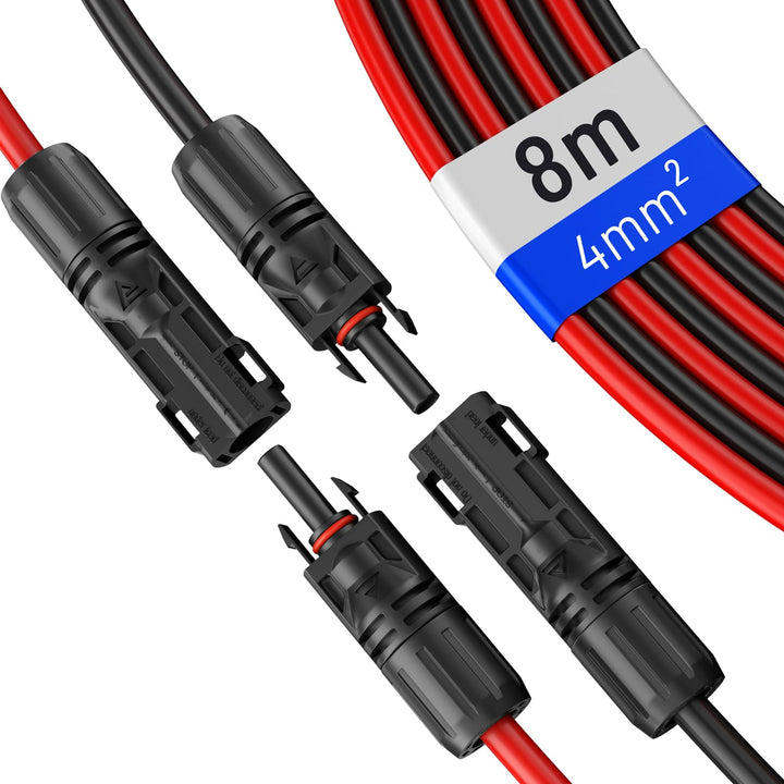 hb-digital Solarkabel Verlängerung 4mm²/6mm² PV Kabel Solar Verlängerungskabel mit Steckern und Buch