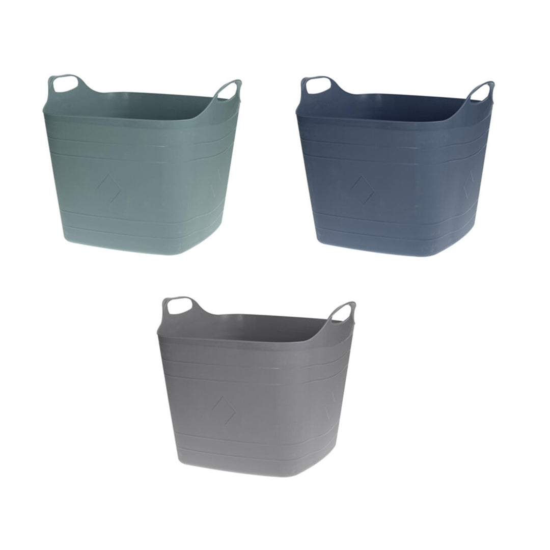 3x Flexibler Kunststoff Aufbewahrungskorb 25 L Mit Griffe Flexi Korb Tragekorb Haushaltskorb Allzwec
