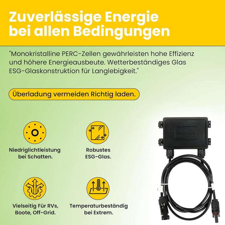 Offgridtec 200W Mono Solarpanel 30V Black Frame V2 200W 30V Schwarz, 200W 30V Schwarz