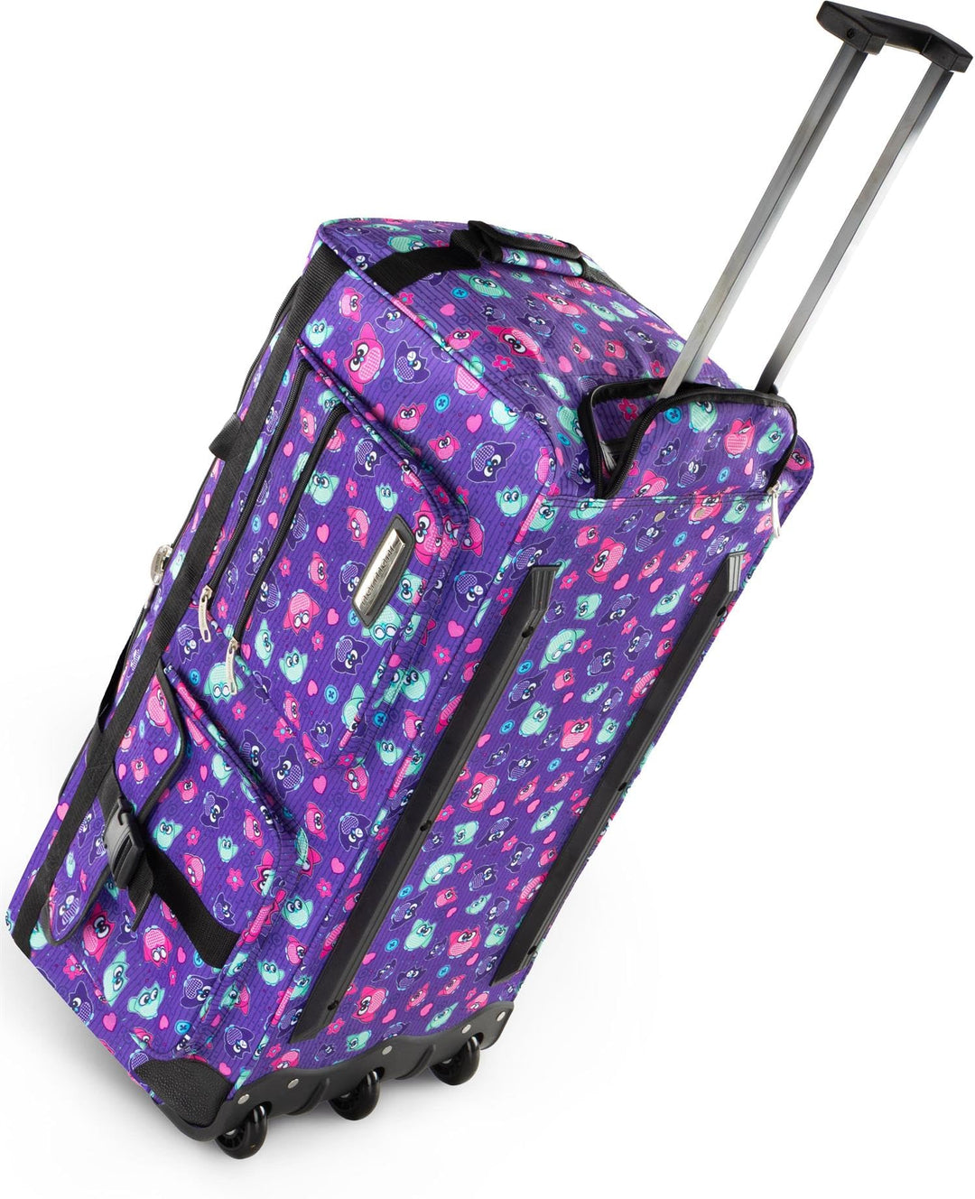 normani Reisetasche XXL Trolly mit Rollen Jumbo Travel Bag aus robustem Material Lila Eule / 80 Lite