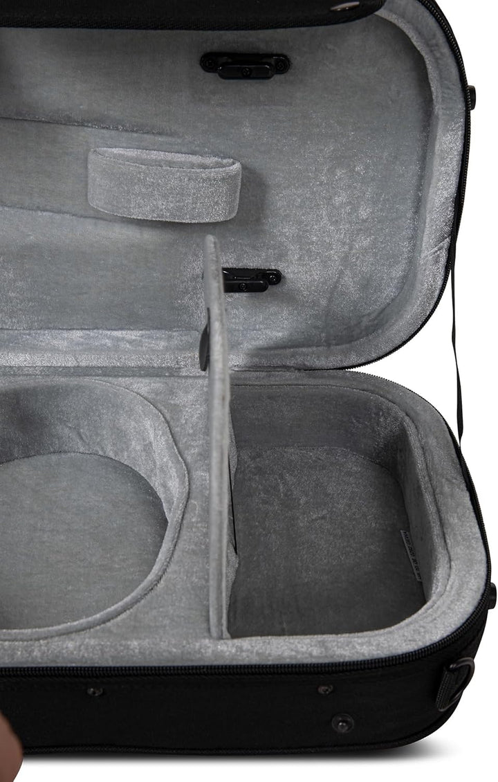 GEWA pure Violinkoffer 1/2 schwarz mit Notentasche und Rucksackriemen, 1/2