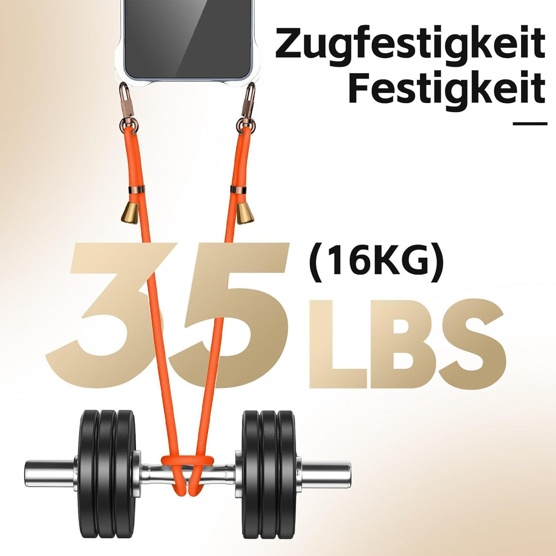 Handyband Abnehmbar für iPhone 13 Pro Max Hülle mit Band, Orange Langes Band zum Umhängen &amp; Kurzkord