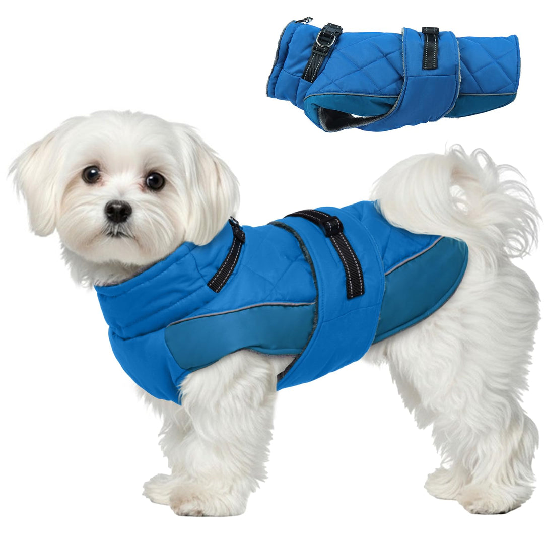 Wintermantel Hund M, Wintermantel Hunde mit Hohem Kragen, Warmer Hundejacke mit D-Ring für Cocker Sp
