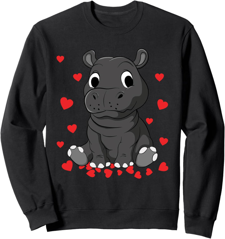 Cute Baby Hippopotamus Valentines Day Gift for Hippo Lovers Sweatshirt