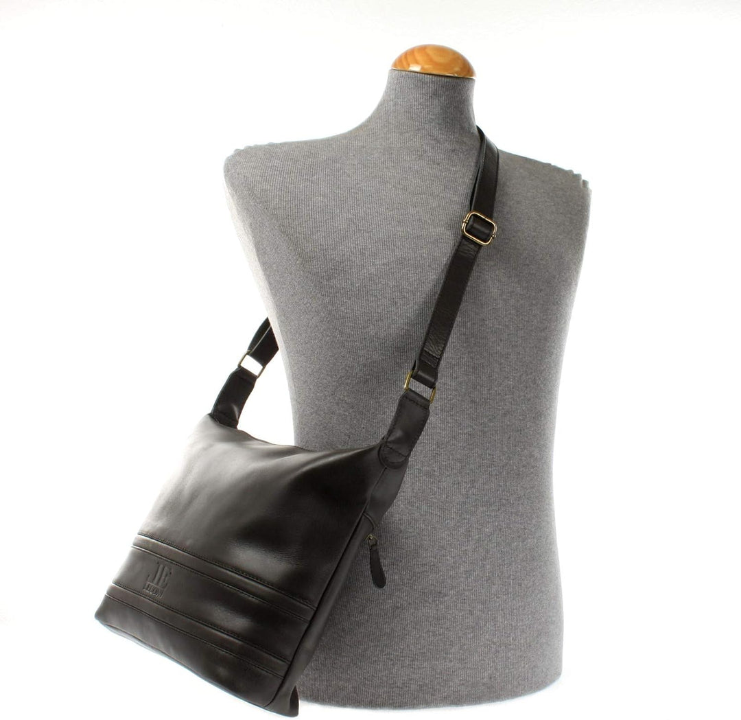 LECONI Schultertasche Damentasche Umhängetasche natur weiche Ledertasche Handtasche Damen Leder 33x2