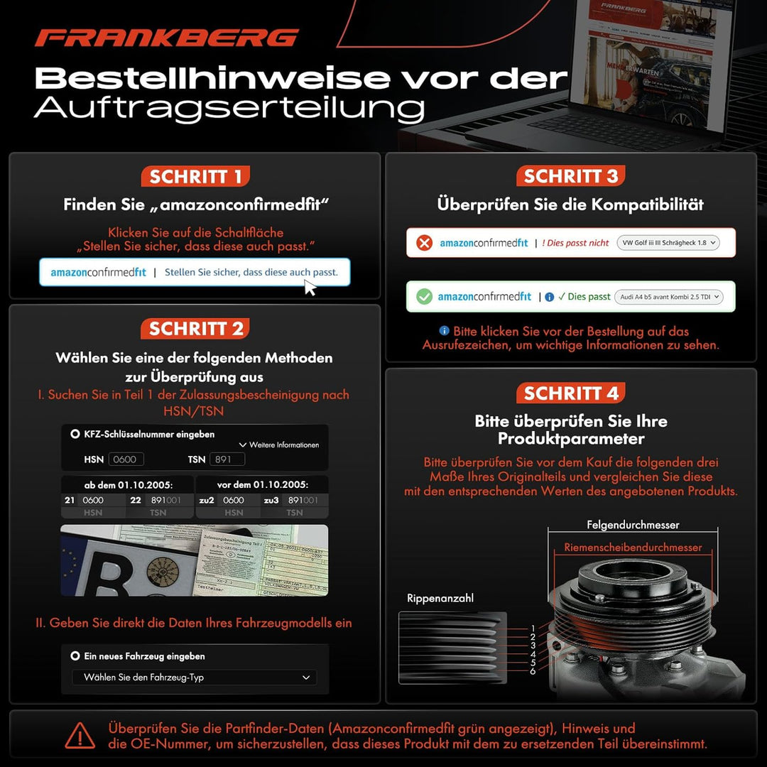 Frankberg Klimakompressor Klimaanlage Kompatibel mit Nitro 2007-2011 Cherokee KK 2008-2011 Wrangler