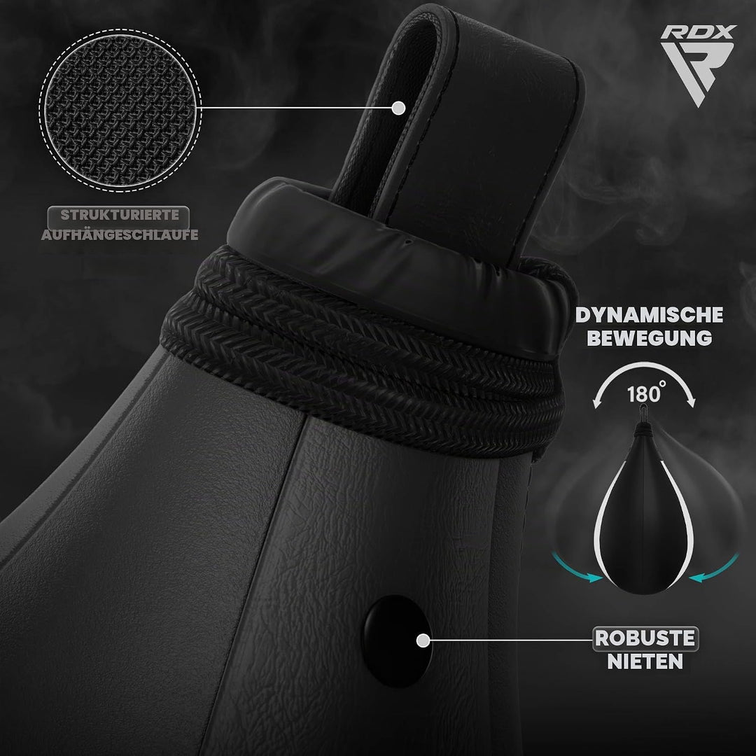 RDX Boxbirne Erwachsene Leder Set, Speedball Hängend Mit Halterung, Profi Punchingball Boxing Speed