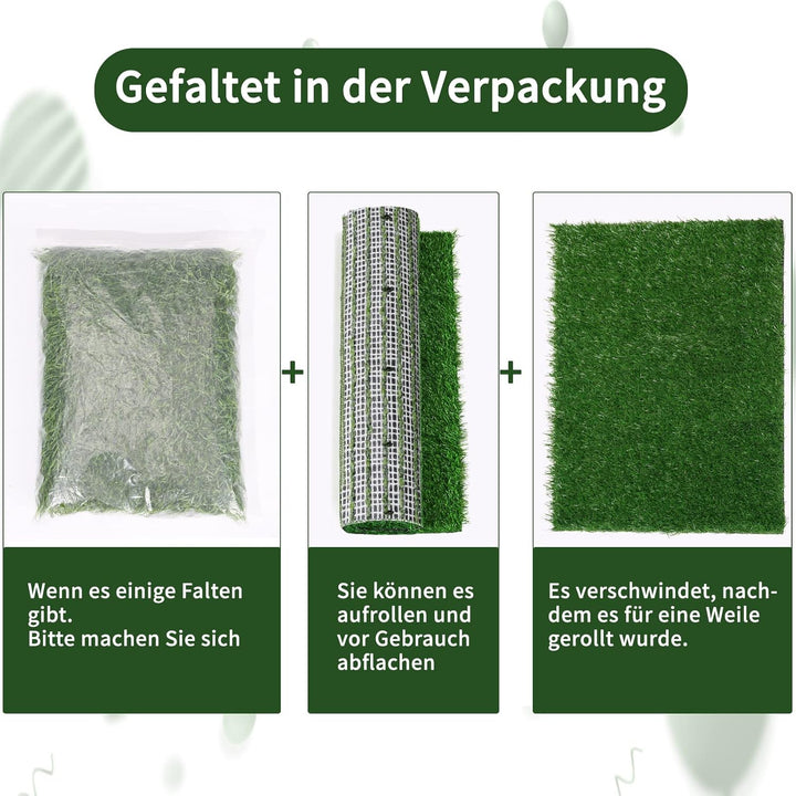 2 Stück Hundetoiletten mit Kunstrasen – hochdurchlässige Hundeklo Gras-Pads und Wiederverwendbare Tr