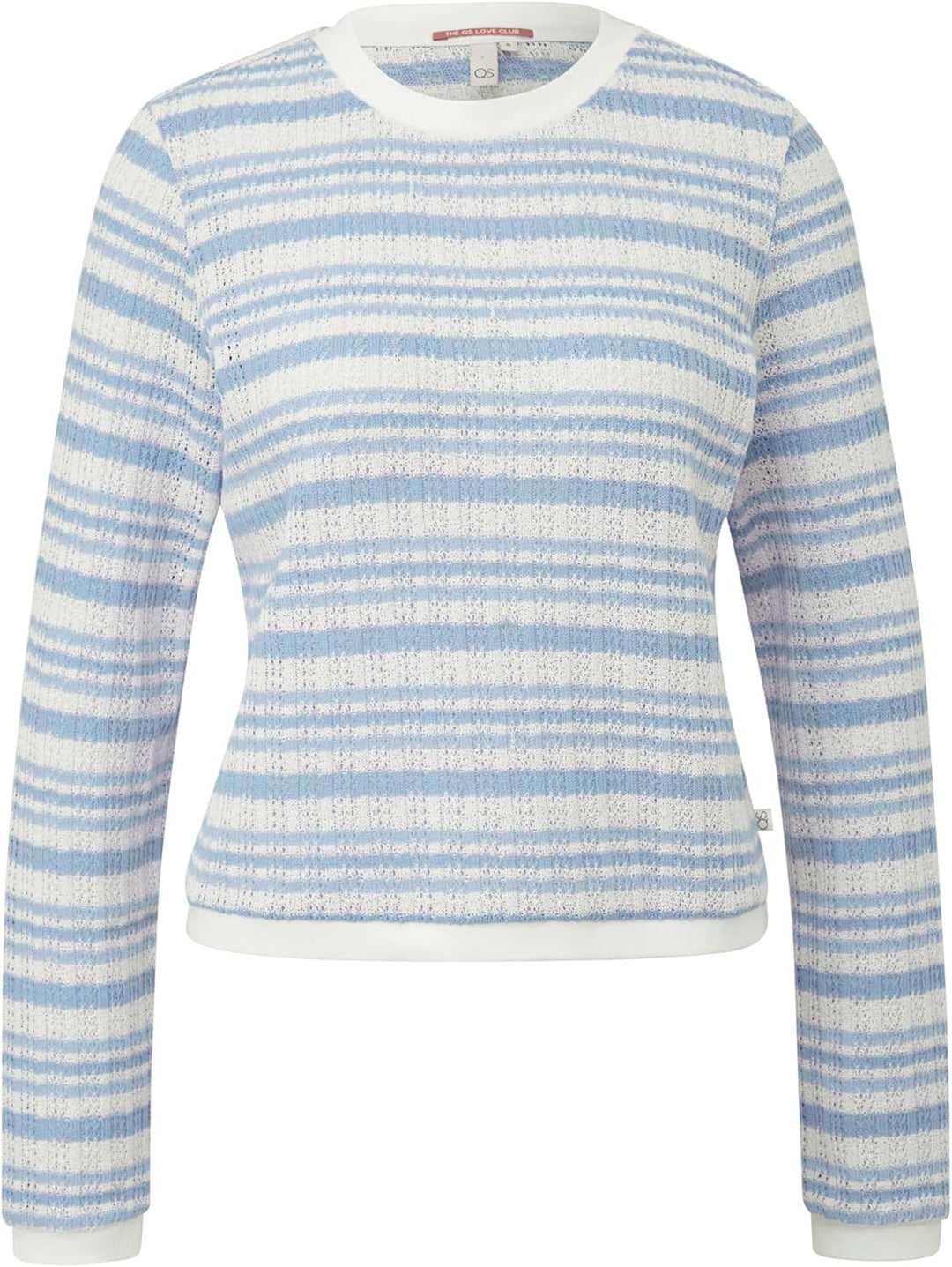 QS Damen Longsleeve mit Ajourmuster T-Shirt Langarm mit Ajourmuster M 51g0_hellblau, M 51g0_hellblau