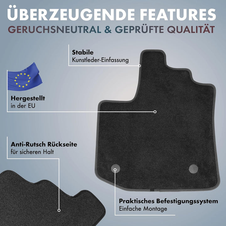 WALSER Premium Auto Teppiche für VW Passat B8 08/2014-Heute, B8 Variant 08/2014-Heute, 100% passgena
