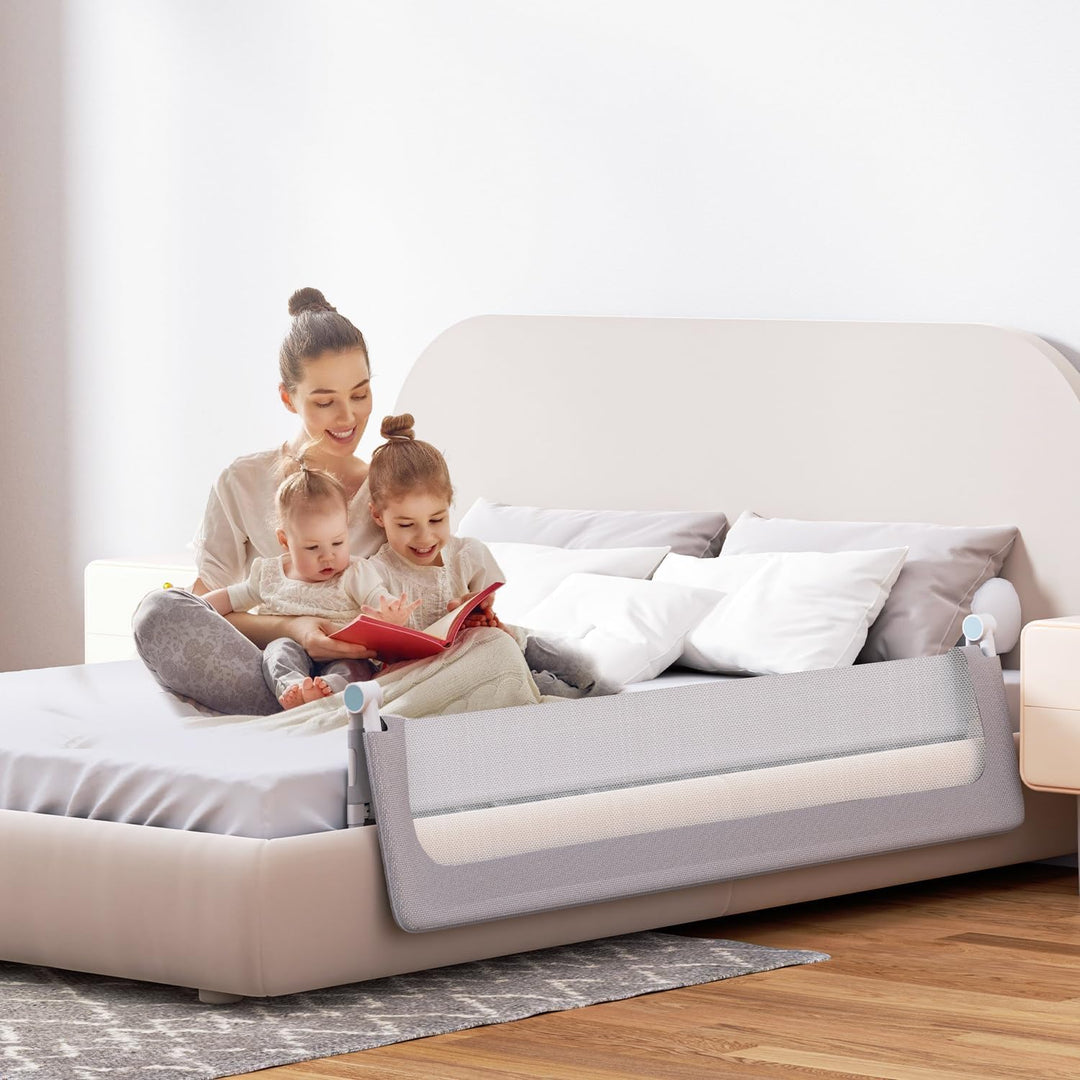 Bettgitter Set 2x200 cm + 1x180 cm, klappbarer Rausfallschutz, 72-86 cm höhenverstellbar, Schutzgitt