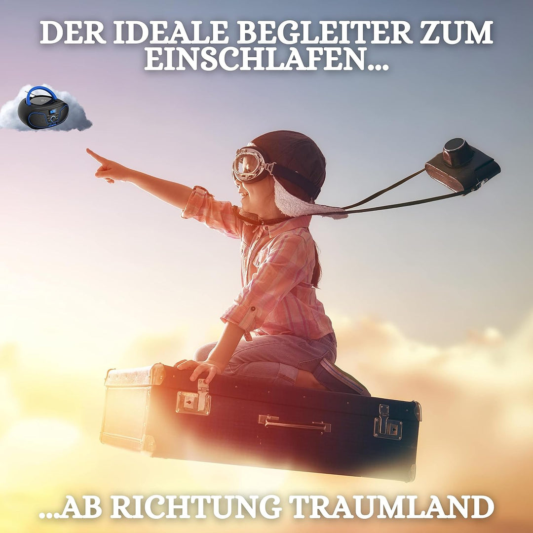 Tragbarer CD-Player | Boombox | CD/CD-R | USB | FM Radio | AUX-In | Kopfhöreranschluss | CD Player |