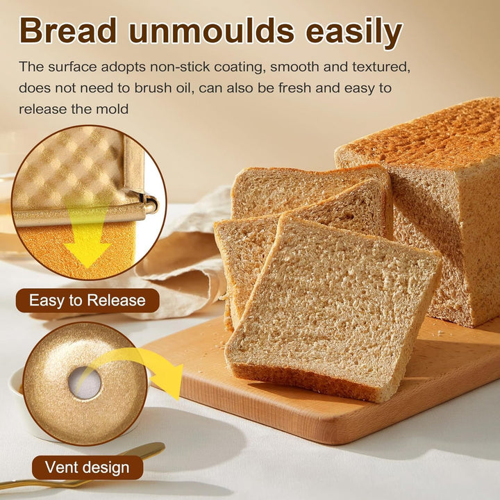 TAIYANYU 6 x Brotbackform mit Deckel, Toastform, Brot, Pullman, Laib mit Deckel, antihaftbeschichtet